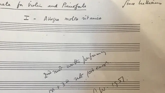 Grace Willams' Violin Sonata manuscript