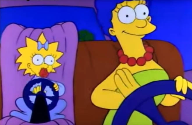 Marge at steering wheel