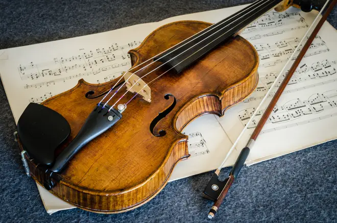 Stock image of an old violin