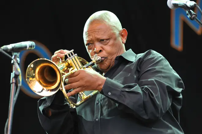 Hugh Masekela performs at world music festival Womad