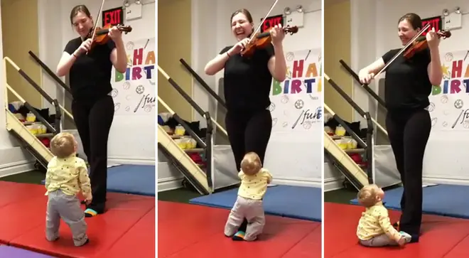 Baby reacts to violin