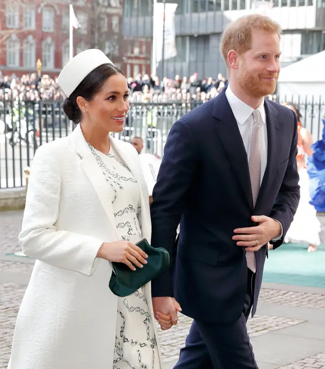 Meghan, pictured with Harry, went into labour on Monday morning