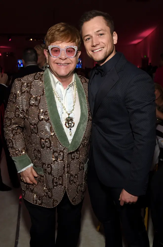 Elton John and Taron Egerton attend the 27th Annual Elton John AIDS Foundation Academy Awards Viewing Party