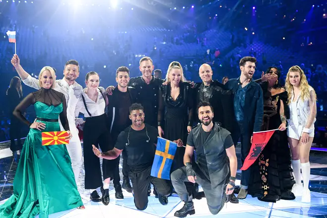 Eurovision Song Contest contestants celebrate making it to the 2019 Second Semi-Final
