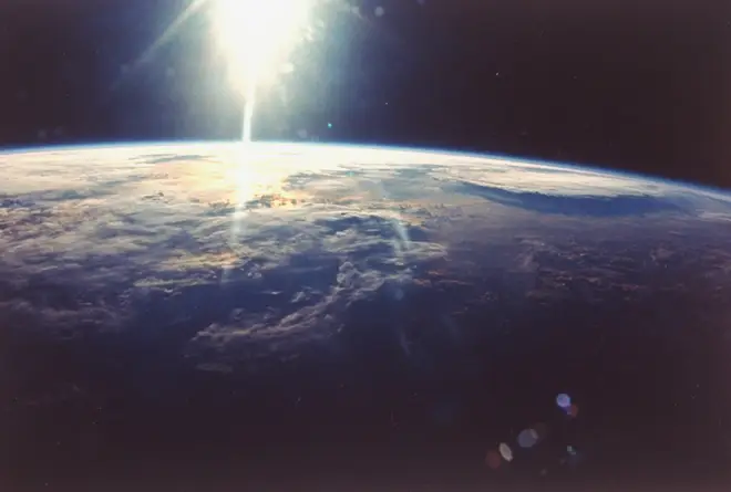 View of sunlight over Earth taken from space