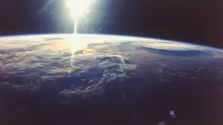 View of sunlight over Earth taken from space