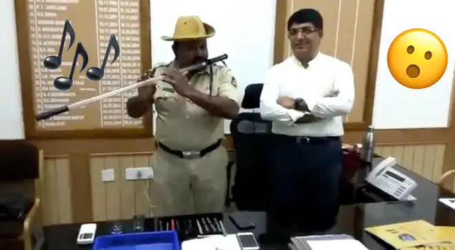 This police officer turned his baton into a flute