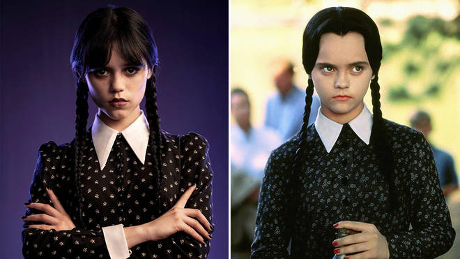Jenna Ortega (left) and Christina Ricci (right) as Wednesday Addams, in ‘Wednesday’ and ‘The Addams Family’, respectively.