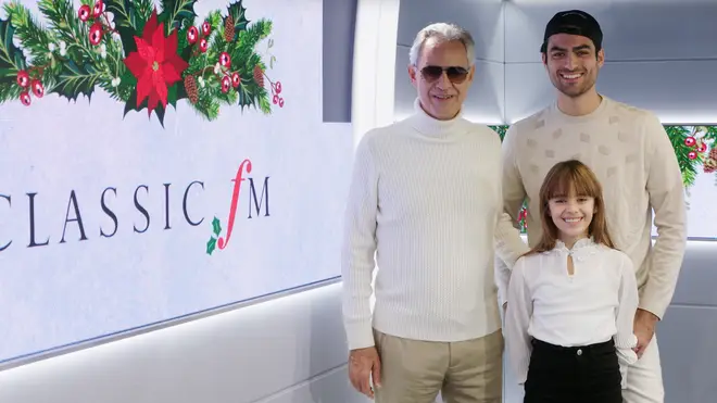 (L-R) Andrea Bocelli and his children, Virginia and Matteo.