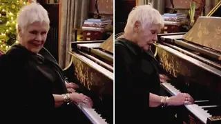 Judi Dench 'plays' piano at pub in Scotland