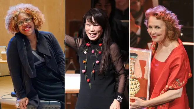 (L to R) Errollyn Wallen, Unsuk Chin, Kaija Saariaho