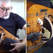Hurdy-gurdy player cranks out a dark medieval melody