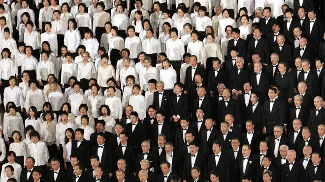 A smaller, but still immense, 5,000 strong choir in Japan sing Beethoven’s ‘Ode to Joy’