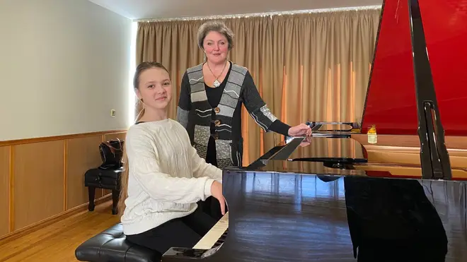 Kateryna and her Ukrainian piano teacher