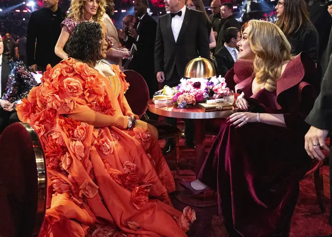 Lizzo and Adele together at the 65th Grammy Awards