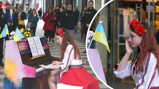 Alisa Bushuieva performed at the Liverpool ONE shopping centre this morning
