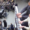 Lang Lang and Gina Alice Redlinger play a piano duet at St Pancras station in London