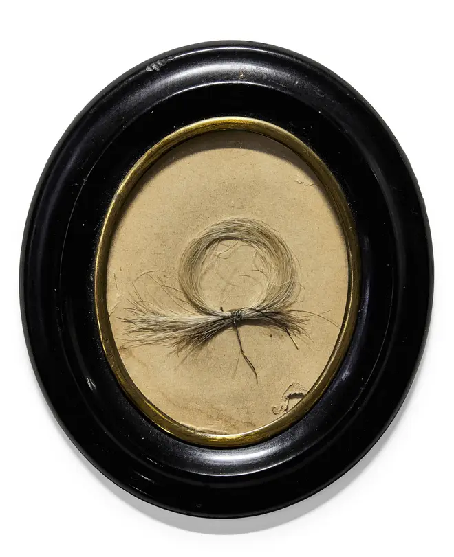L. van Beethoven. A lock of the composer's grey hair given by him to Anton Halm in 1826, in a C19 frame
