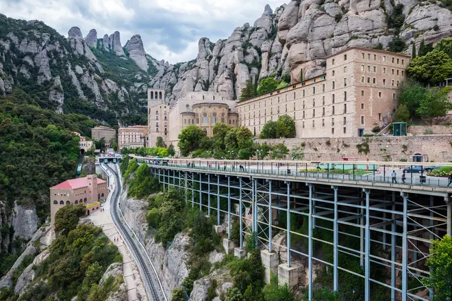 The Benedictine abbey Santa Maria de Montserrat on situated on Montserrat mountain