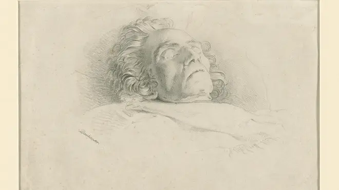 “Beethoven on his deathbed”, 29.3.1827, lithograph by Josef Danhauser after his own drawing.