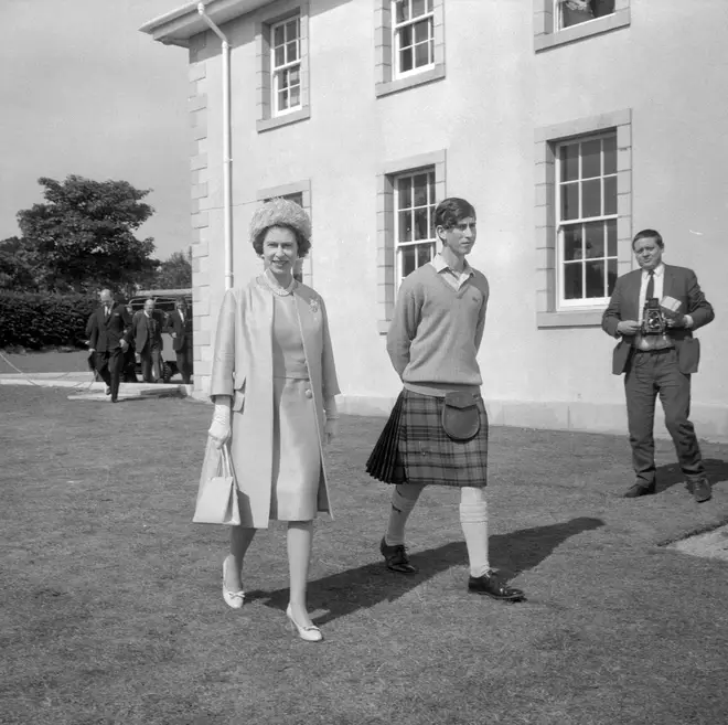Prince Charles shows his mother, Queen Elizabeth II, around Gordonstoun in 1967. The Prince was Head Boy of the school at the time of the visit.