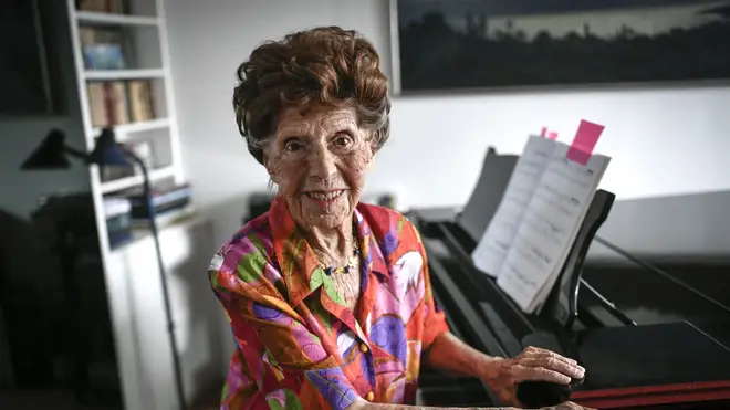 French pianist Colette Maze at home in Paris