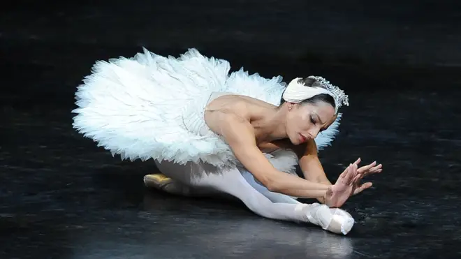 Ballerina Francesca Hayward rehearses at the Royal Ballet in London