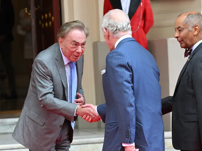 Andrew Lloyd Webber meets the then Prince of Wales at The Prince's Trust Awards 2022