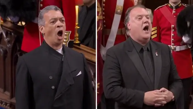 Roderick Williams and Sir Bryn Terfel sing at the coronation