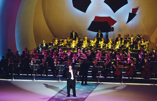 Luciano Pavarotti sings at the 1990 FIFA World Cup Draw in Rome, Italy