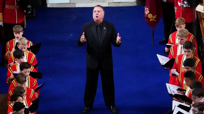 Sir Bryn Terfel performs at King Charles III’s coronation in Westminster Abbey.