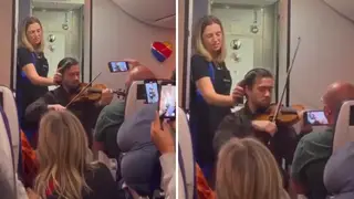 Violinist Brandon Elliott plays solo through intercom on Texas flight, to the delight of passengers