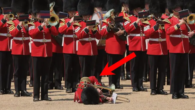 Even after fainting from heatstroke, the soldier attempted to continue playing the trombone after he had collapsed