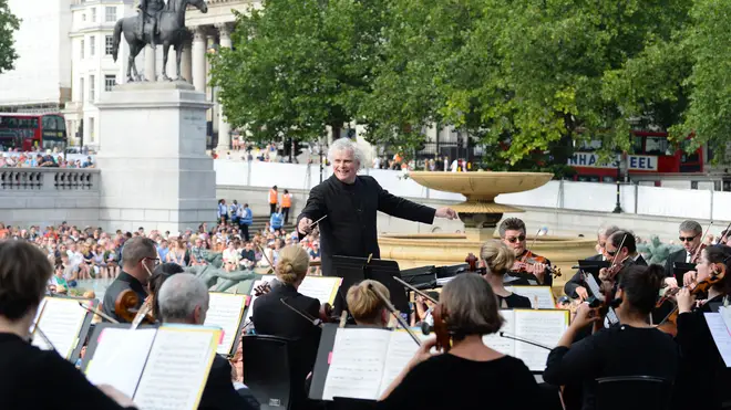 Simon Rattle conducts the LSO in Trafalgar Square