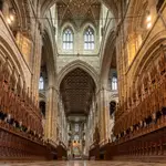 Victorian wooden choir stalls of Peterborough Cathedral