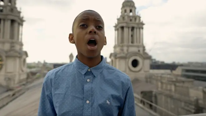 Malakai Bayoh sings from the roof of St Paul’s Cathedral