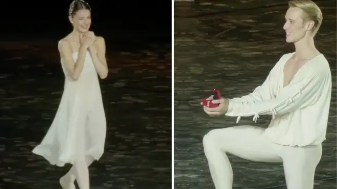 Romeo proposes to Juliet, after stunning ballet duet on-stage at Verona Arena