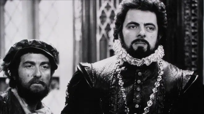 Rowan Atkinson (R) portrays Blackadder in the British sitcom of the same name.