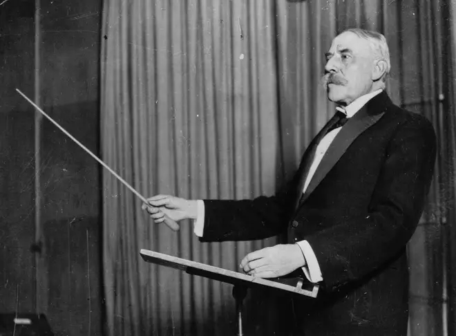 Sir Edward Elgar conducts a performance of one of his own compositions