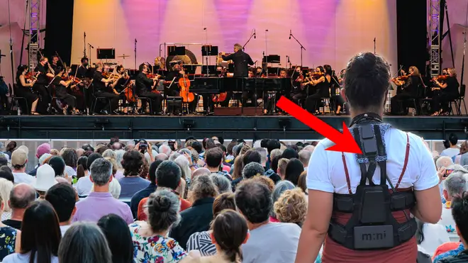 The Mostly Mozart Festival Orchestra perform at the Lincoln Center’s Summer for the City event using Music: Not Impossible technology