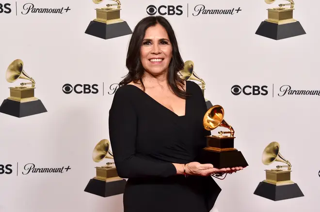 Germaine Franco at the 65th GRAMMY Awards after her win for Best Soundtrack for Visual Media award