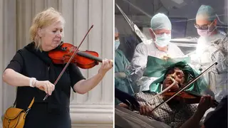 Woman plays violin during brain surgery to save her musical skills