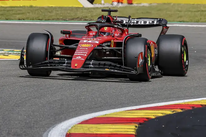 Ferrari’s Charles Leclerc races in Belgium
