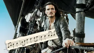 Who wrote the music for Pirates of the Caribbean, and what is the iconic theme?