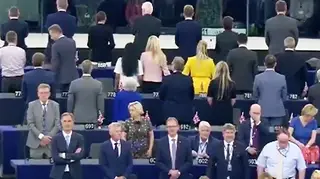 Brexiteers turn their backs on the EU anthem