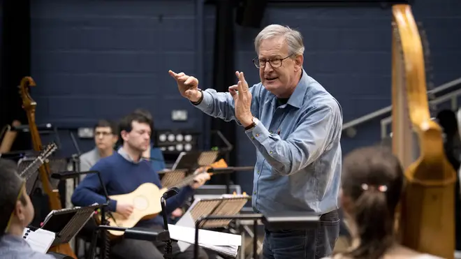 John Eliot Gardiner conducts a rehearsal session at Sadler's Wells Theatre, London in 2017