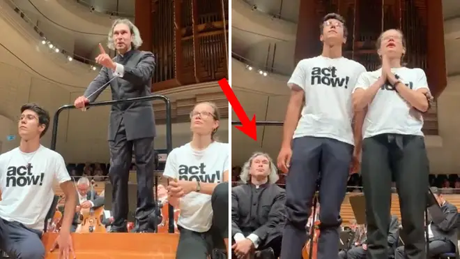 Conductor Vladimir Jurowski tells audience to ‘let climate protestors speak’ as they interrupt Bruckner symphony