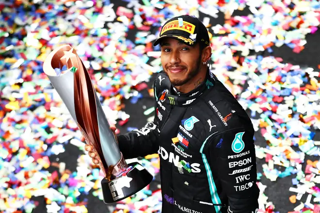 Lewis Hamilton after winning the Grand Prix of Turkey in 2020