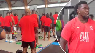Fiji World Cup Rugby team sing in France