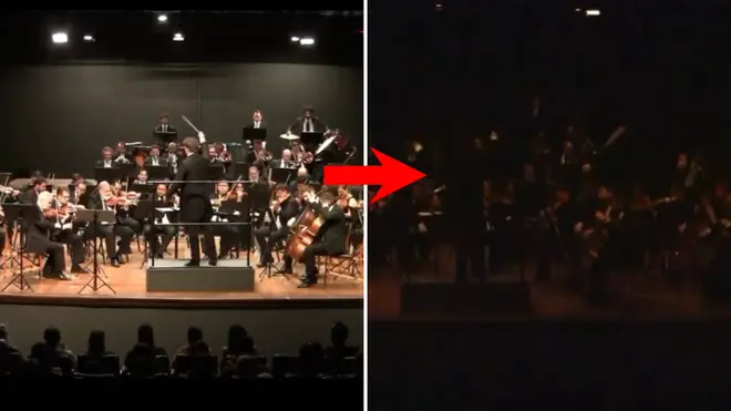 Piracicaba Symphony Orchestra play in the dark